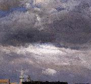 johann christian Claussen Dahl Cloud Study, Thunder Clouds over the Palace Tower at Dresden oil painting